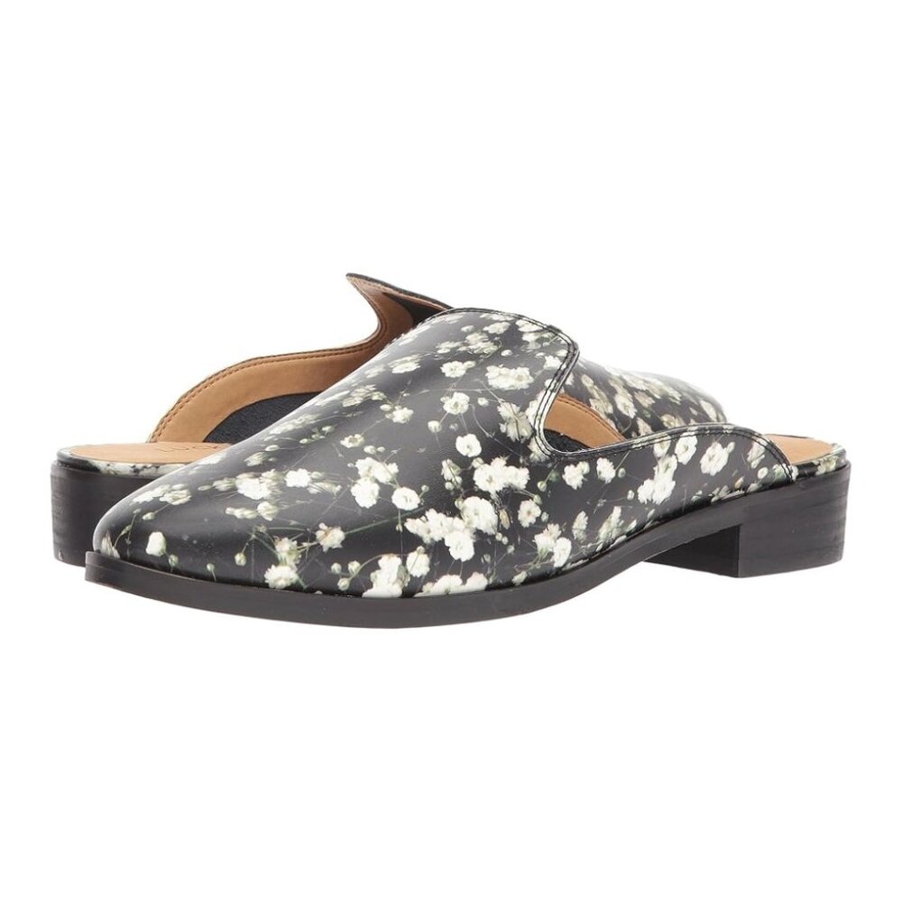 LUCKY BRAND Womens' Black Floral Cristley Leather Slip-On Mules Size 5.5